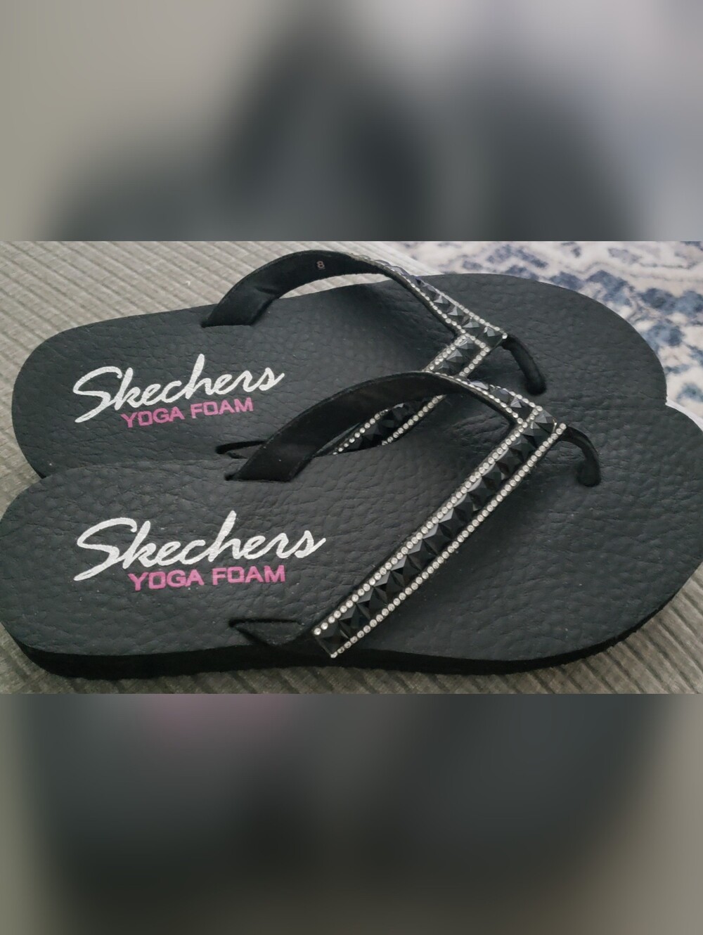 Skechers Black Flip Flop with Pink Accent